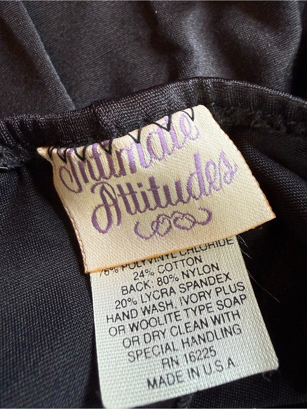 Vtg 90s Intimate Attitudes Faux Leather Goth Punk Babydoll Nightwear Bodysuit - Picture 7 of 10